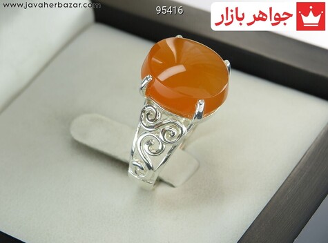 انگشتر نقره عقیق یمنی نارنجی طرح زینب زنانه [شرف الشمس] - 95416